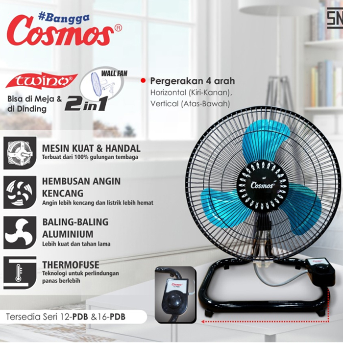 Cosmos Desk & Wall Fan Kipas Angin Meja dan Dinding 12 Inch - 12PDB | 12-PDB
